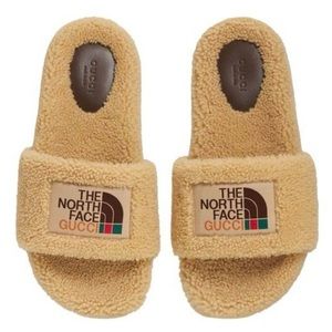 New GUCCI x The North Face Shearling fur slides men’s Sandals